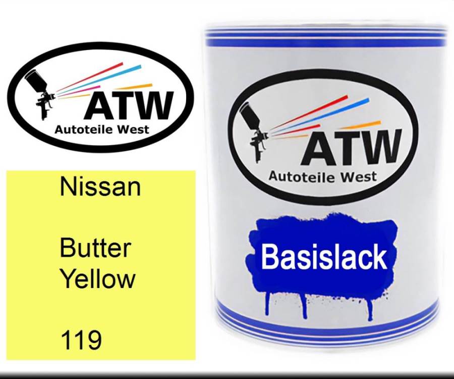 Nissan, Butter Yellow, 119: 1L Lackdose, von ATW Autoteile West.